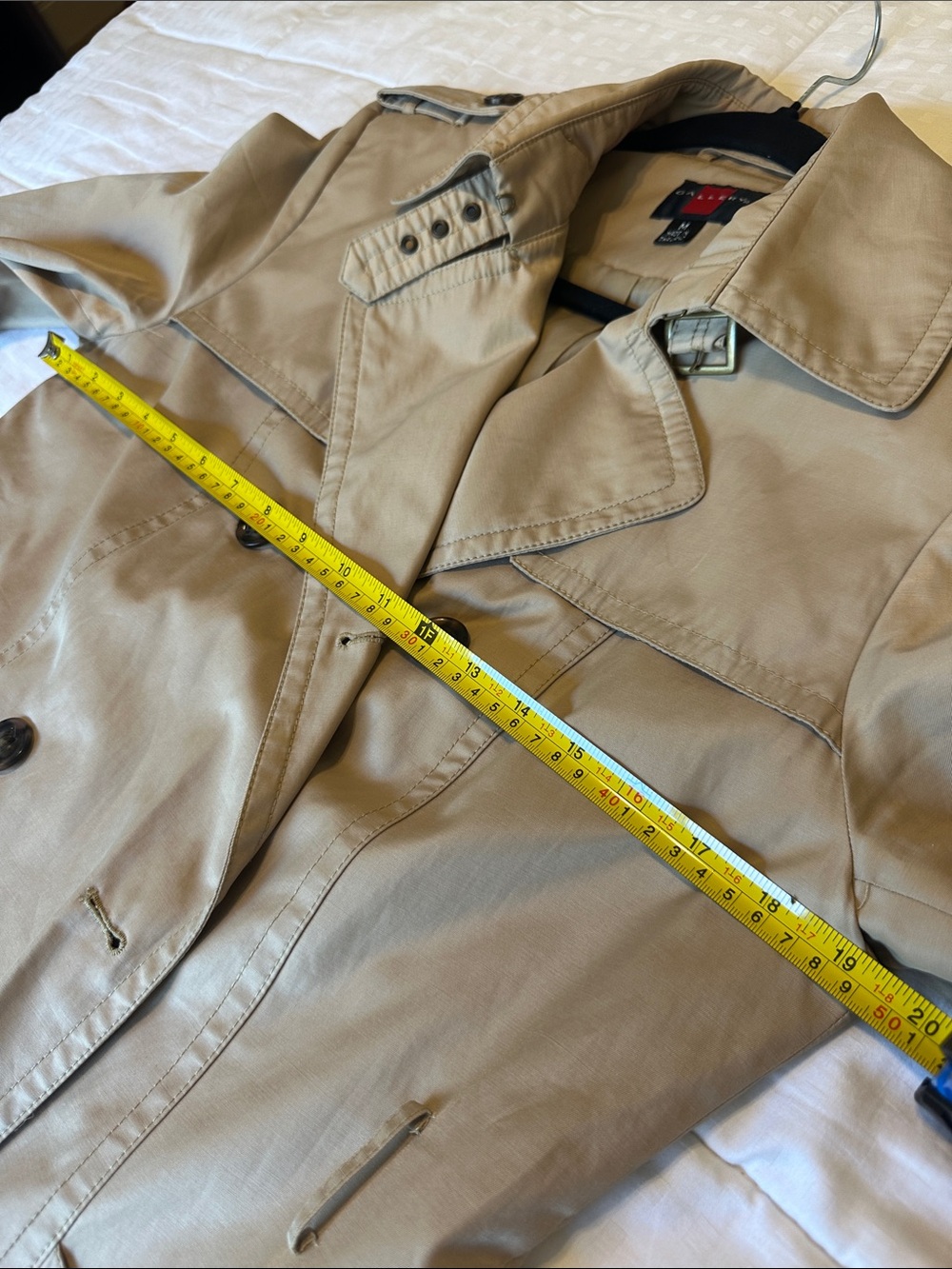 Women’s Styled Beige Trench Coat - Classic Double-Breasted Trench - Picture 11 of 13